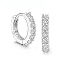 Brincos de argola com strass e cristais em Prata Lei 925