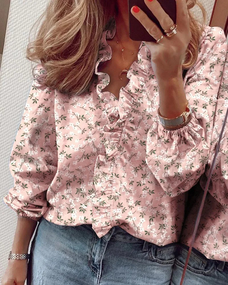 Camisa Feminina Premium com Folhos — Elegância Atemporal