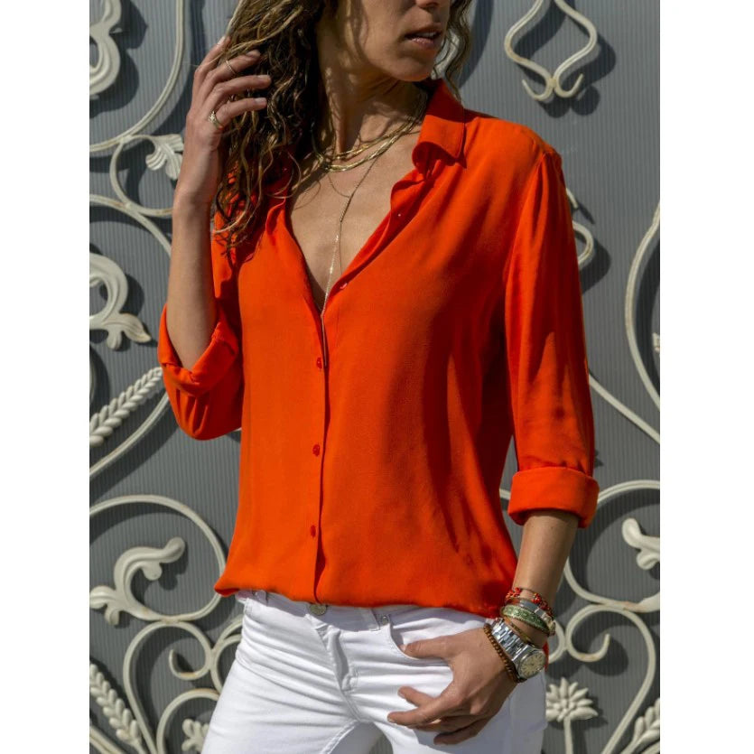 Camisa Feminina Premium em Chiffon — Elegância Moderna para um Estilo Sofisticado
