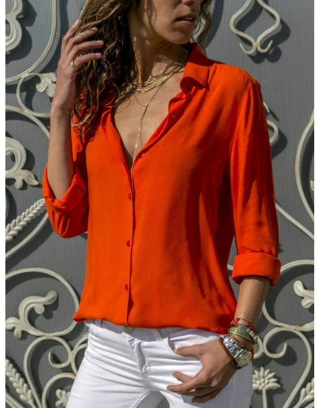 Camisa Feminina Premium em Chiffon — Elegância Moderna para um Estilo Sofisticado
