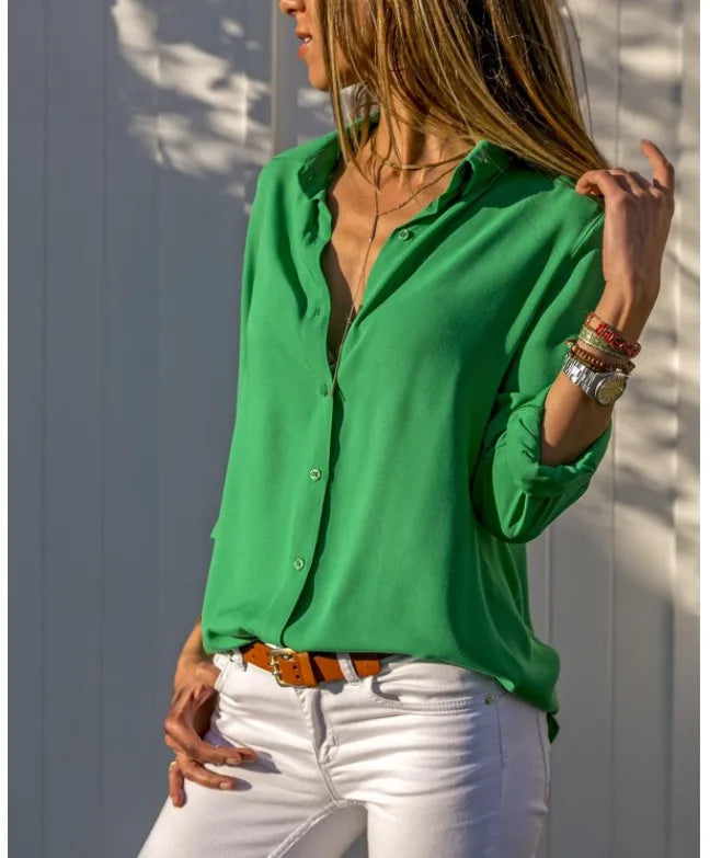 Camisa Feminina Premium em Chiffon — Elegância Moderna para um Estilo Sofisticado