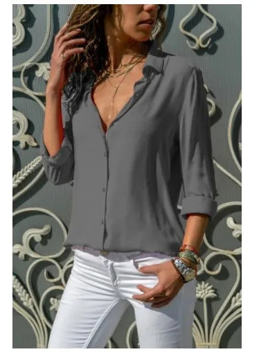 Camisa Feminina Premium em Chiffon — Elegância Moderna para um Estilo Sofisticado