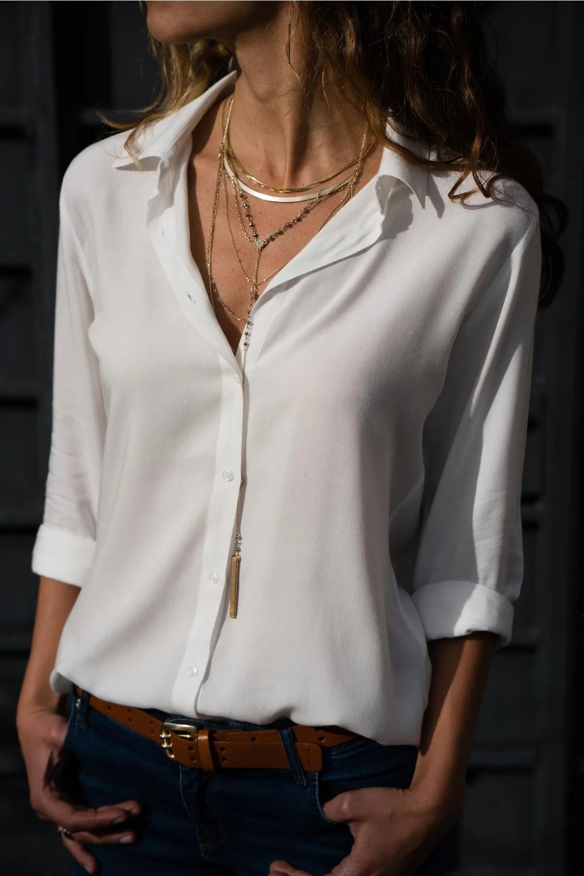Camisa Feminina Premium em Chiffon — Elegância Moderna para um Estilo Sofisticado